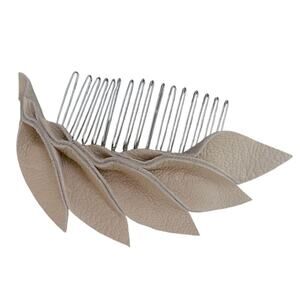 Artisan Handmade Whimsical Coquette Ivory Leather Petal Hair Comb